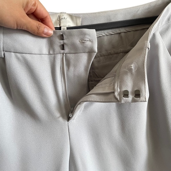 Joie Women’s Light Grey Ankle Casual Pants Size 10 Mid Rise Pleated Cuffed Hem - Picture 5 of 15